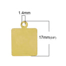 15 Gold Brass Sheet Metal Stamping Blanks, SQUARE TAG, 1 hole, 17x12mm   26 gauge msb0184