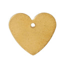 15 Gold Brass Sheet Metal Stamping Blanks, HEART TAG, 1 hole, 15x14mm   21 gauge msb0186