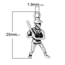10 BASEBALL PLAYER Charm Pendants . Silver pewter metal   chs1541