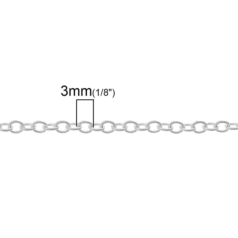 Bulk Silver Plated Cable Link Chain 10 meters (30 feet)  3mm x 2.5mm fch0118