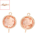 2 Rose Gold Geometric Round Connector Links, Peach chg0146