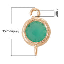 2 Rose Gold Geometric Round Circle Connector Links, Green Opal, May Birthstone chg0150