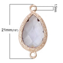 2 Rose Gold Geometric TEARDROP Connector Links, Light Smoke Grey chg0153