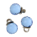 5 Crystal Dot Charm Drops, SAPPHIRE BLUE, 10mm, Silver Tone Metal Bail chs1569