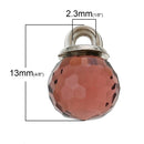 5 Crystal Dot Charm Drops, AMETHYST PURPLE, 10mm, Silver Tone Metal Bail chs1571