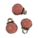 5 Crystal Dot Charm Drops, AMETHYST PURPLE, 10mm, Silver Tone Metal Bail chs1571