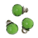 5 Crystal Dot Charm Drops, EMERALD GREEN, 10mm, Silver Tone Metal Bail chs1572