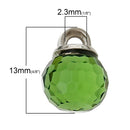 5 Crystal Dot Charm Drops, EMERALD GREEN, 10mm, Silver Tone Metal Bail chs1572