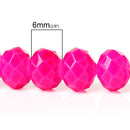 1 Strand 8x6mm Crystal Beads, Rondelle FUCHSIA HOT PINK bgl0909