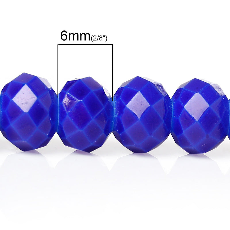 1 Strand 8x6mm Crystal Beads, Rondelle ROYAL BLUE bgl0901