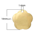 15 Gold Brass Sheet Metal Stamping Blanks, Domed FLOWER TAG, 1 hole, 15x14mm   20 gauge msb0189