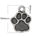 10 PAW PRINT Charm Pendants . Silver pewter metal   chs1542