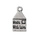 15 MADE WITH Love Heart Envelops Tag Charm Pendants . Silver pewter metal   chs1543