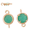 2 Rose Gold Geometric Round Circle Connector Links, Green Opal, May Birthstone chg0150