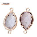 2 Rose Gold Geometric TEARDROP Connector Links, Light Smoke Grey chg0153