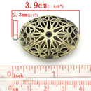2 Antique Bronze Perfume Diffuser Oval Picture/ Photo Frame Locket Pendants, filigree 39x26mm chb0291