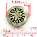 2 Bronze Filigree Picture Photo Locket Frame Pendant, perfume diffuser (Fits 24mm on inside) chb0292