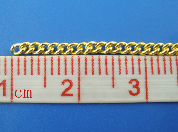 5 meters Bright Gold Plated Curb Link Chain . unsoldered links are 2x1.5mm fch0141