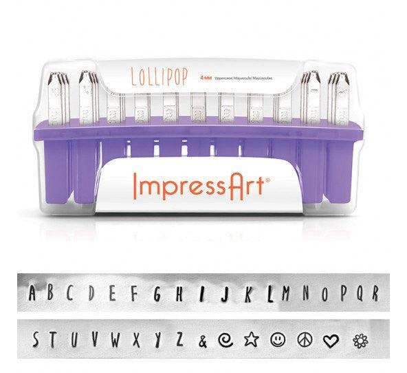 ImpressArt Metal Alphabet Letter Stamping Set,  4mm UPPERCASE LOLLIPOP Font  tol0202