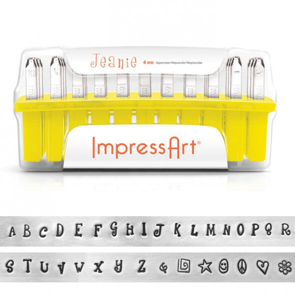 4mm UPPERCASE JEANIE Font, ImpressArt Metal Alphabet Letter Stamping Set, tol0139