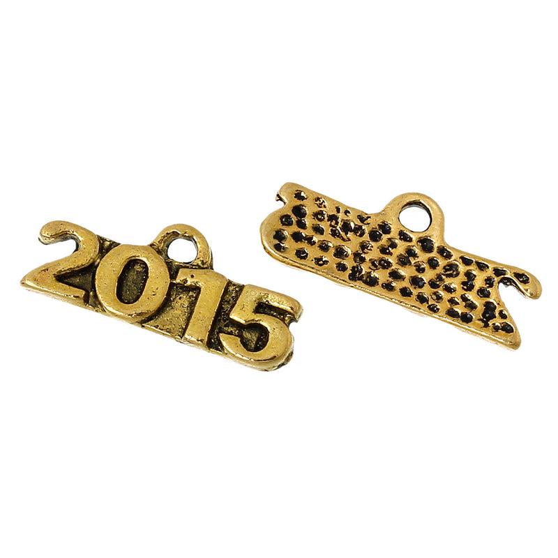 10 Gold Tone 2015 Graduation Pewter Charms or Pendants chg0154