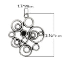 5 Antique Silver Tone Flat BUBBLES and SWIRLS Connector Link Charm Pendants chs1579