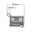 6 Antique Silver Tone TEACHER Apple Charm Pendants chs1580a