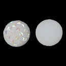 10 Faux Druzy Cabochons, 18mm Round Resin Metallic Frosted WHITE AB Druzy Cabochons, criss-cross pattern, 18mm  cab0235