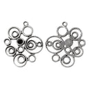 5 Antique Silver Tone Flat BUBBLES and SWIRLS Connector Link Charm Pendants chs1579