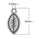 10 Antique Silver Tone Flat FOOTBALL Sports Charm Pendants chs1584a