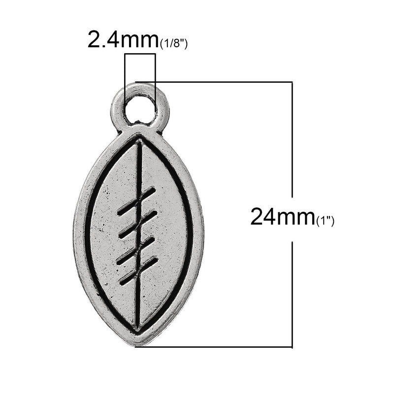 10 Antique Silver Tone Flat FOOTBALL Sports Charm Pendants chs1584a