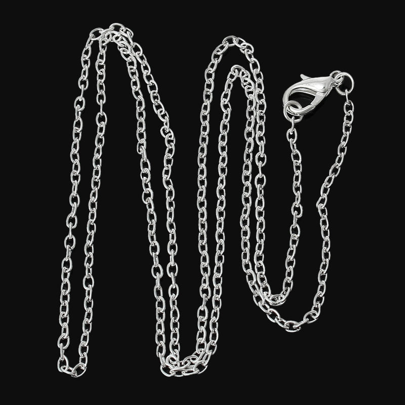 One Dozen (12) Bright Silver Plated CABLE LINK CHAIN Necklaces, lobster clasp, 30" long   fch0154