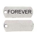 10 Silver Pewter Stamped FOREVER TAG Rectangle Charm Pendants  chs1594