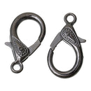 20 Large GUNMETAL BLACK Fancy LOBSTER Clasps . Decorative Design, bulk package  fcl0121b