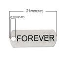 10 Silver Pewter Stamped FOREVER TAG Rectangle Charm Pendants  chs1594
