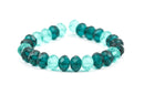 25 Rondelle Czech Pressed Glass Beads, 8mm faceted, dark and light aqua teal blue green bgl0930