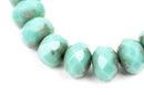 25 Rondelle Czech Pressed Glass Beads, 8mm faceted, turquoise blue green Picasso bgl0931