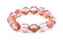 15 ROSE PINK and GOLD Faceted Round Table Cut Czech Glass Beads  12mm x 11mm bgl0944