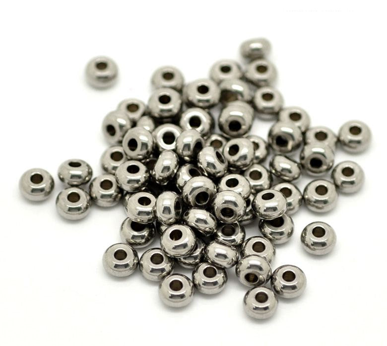 5mm STAINLESS STEEL Metal Rondelle Spacer Beads, 100 beads, bme0313b