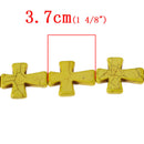 1 Strand (11 beads) Large Howlite Stone Beads YELLOW Maltese CROSS  36x30mm  how0315b