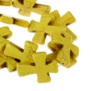 1 Strand (11 beads) Large Howlite Stone Beads YELLOW Maltese CROSS  36x30mm  how0315b
