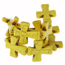 1 Strand (11 beads) Large Howlite Stone Beads YELLOW Maltese CROSS  36x30mm  how0315b