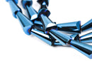 1 Strand Beveled Cone Shape Crystal Beads, 10x6mm, METALLIC BLUE, 50 beads  bgl0980