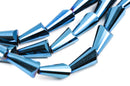1 Strand Beveled Cone Shape Crystal Beads, 10x6mm, METALLIC BLUE, 50 beads  bgl0980
