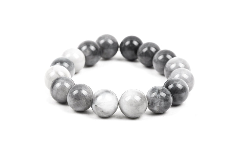 12mm HAWKS EYE AGATE Round Gemstone Beads, grey and white, natural gemstone, gag0124b