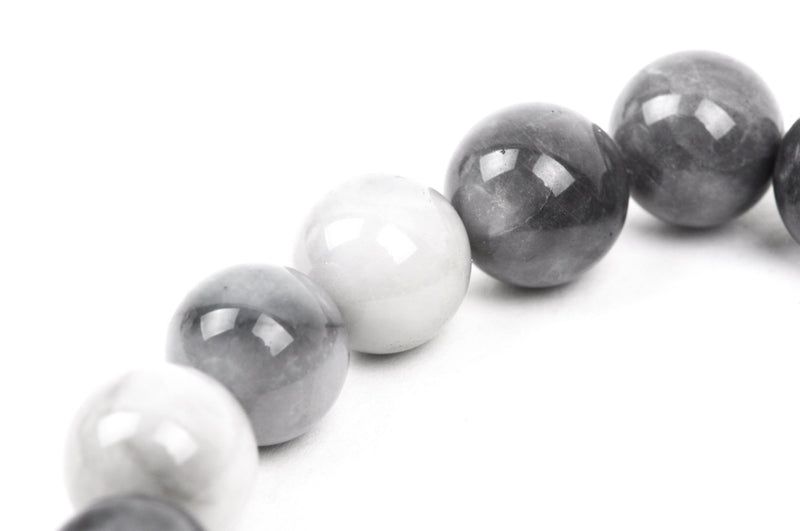 12mm HAWKS EYE AGATE Round Gemstone Beads, grey and white, natural gemstone, gag0124b