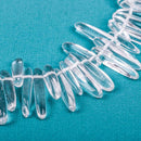 Half Strand Natural QUARTZ Point Dagger Crystal Beads, clear, smooth polished, about 3/4" long about 45 beads, gqz0039