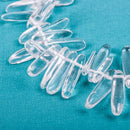 Half Strand Natural QUARTZ Point Dagger Crystal Beads, clear, smooth polished, about 3/4" long about 45 beads, gqz0039