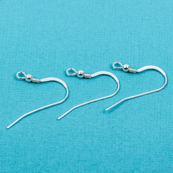 20 Deluxe Sterling Silver earring components ear wires, ball and spring, flattened, pms0249