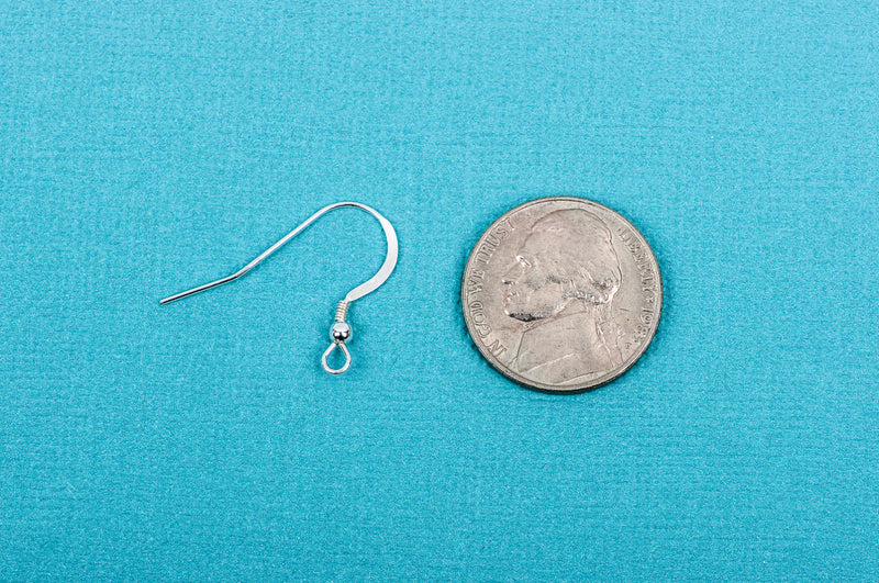 20 Deluxe Sterling Silver earring components ear wires, ball and spring, flattened, pms0249